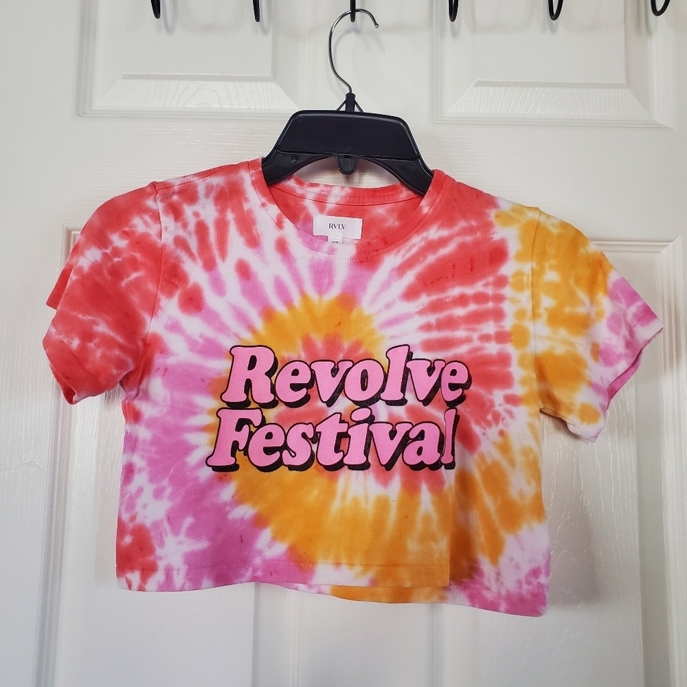 Revolve Festival Tee Pullover Crop Short Sleeves Tie Dye Size XS